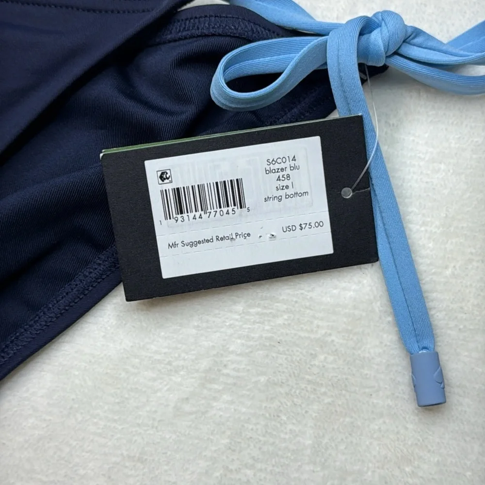 Kate Spade ♠️ Navy Blue String Bikini Bottom- Size Large- NWT